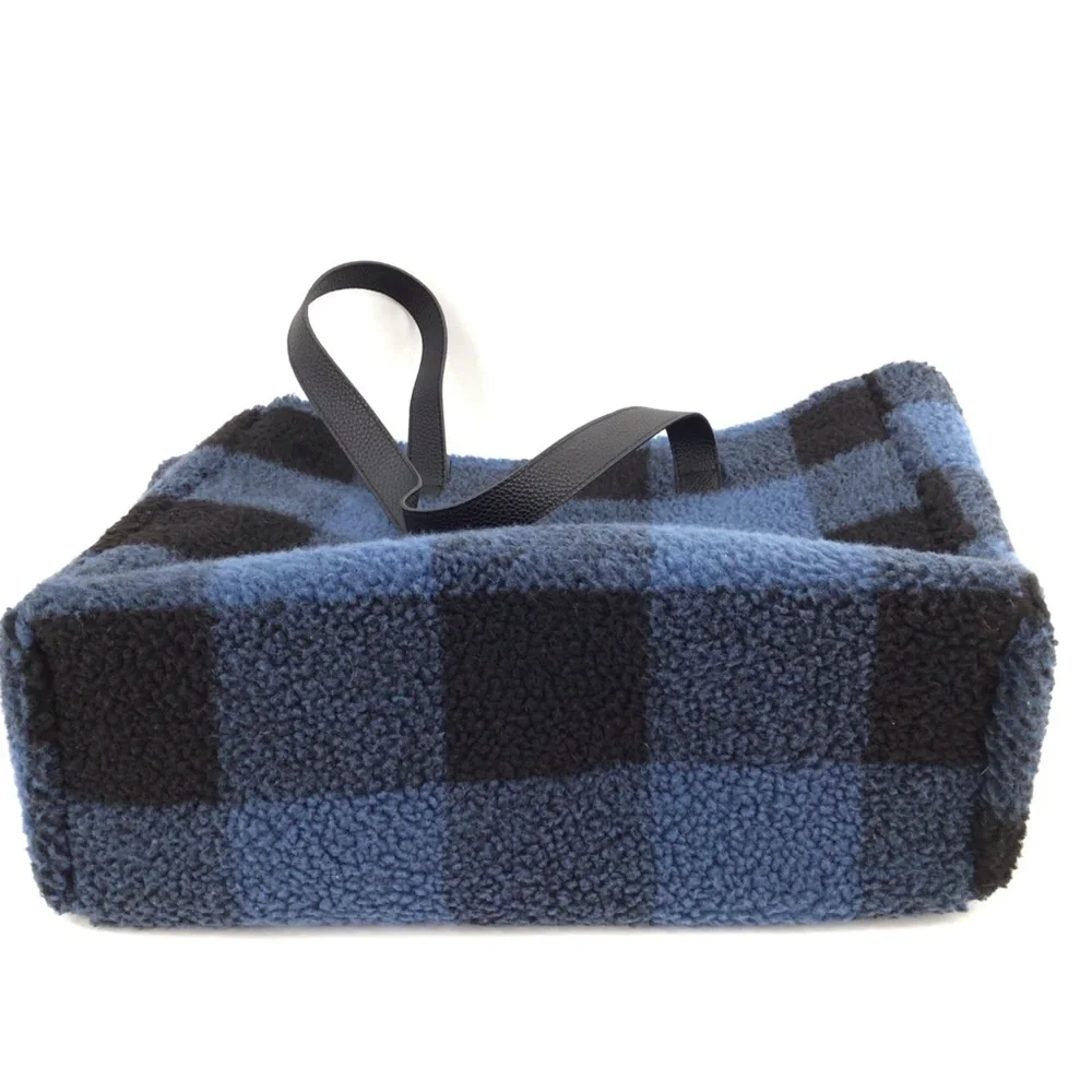 Barnes & Noble Exclusive Blue Buffalo Plaid Sherpa Tote Bag - Picture 11 of 11